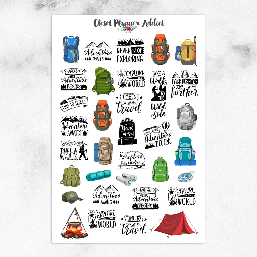 Camping Adventures Planner Stickers by Closet  Planner Addict  (S-717)