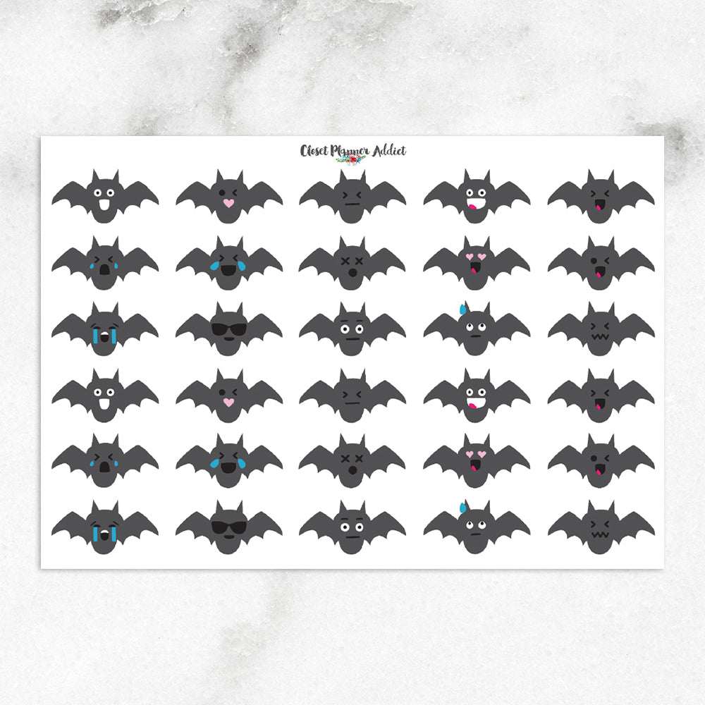 Bat Emoji Planner Stickers (S-285)