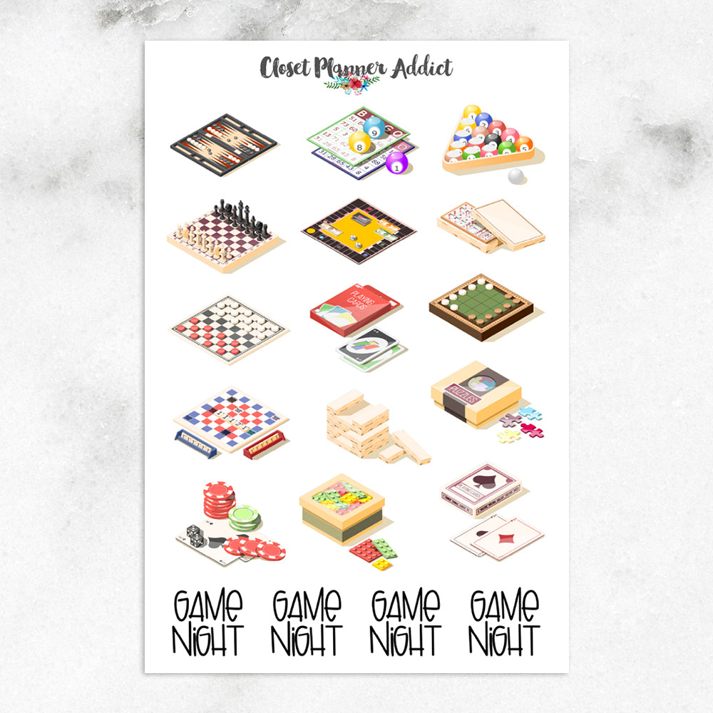 Game Night Planner Stickers | Board Games Stickers (S-484) – Closet ...