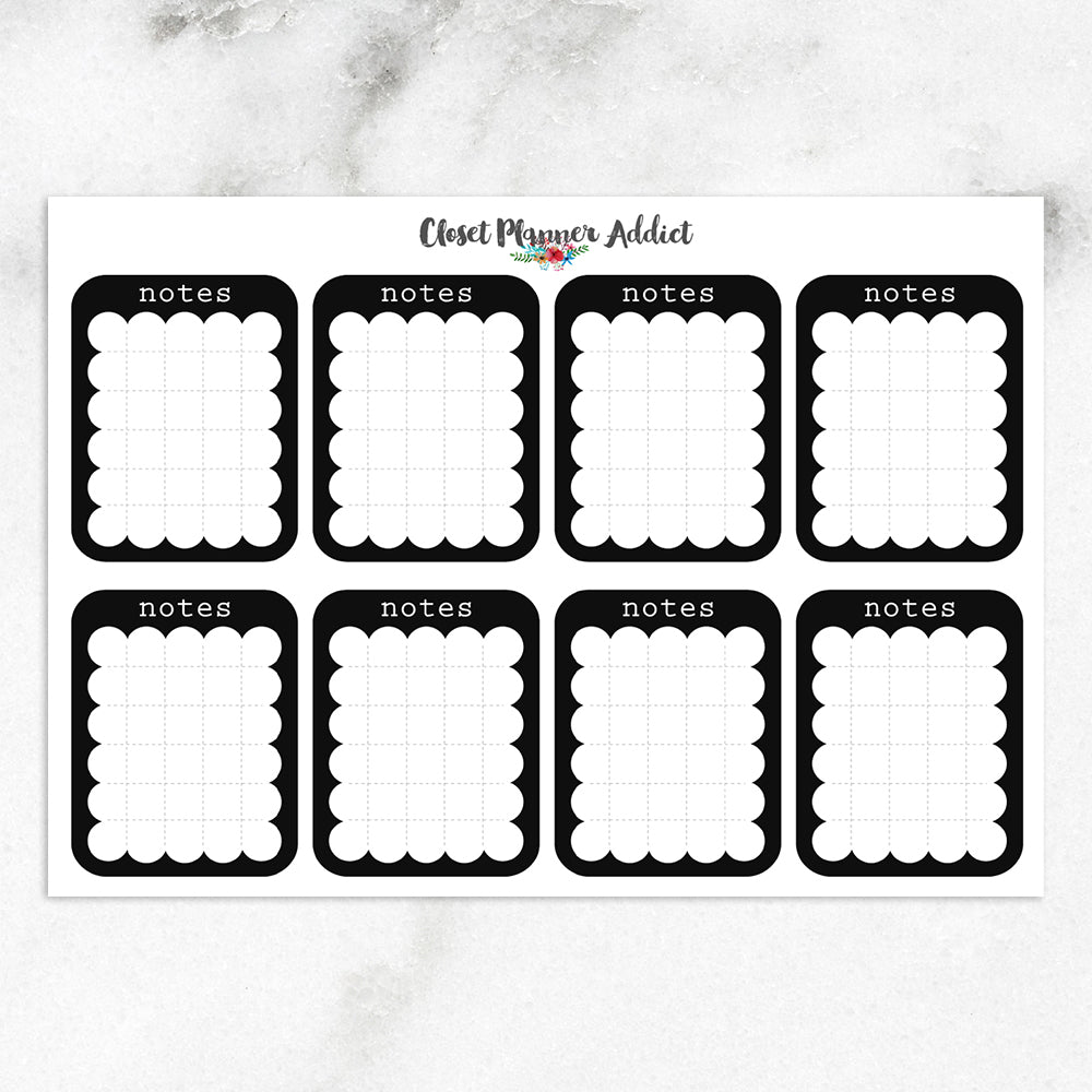 Scalloped Notes with Grid Planner Stickers (FP-022)