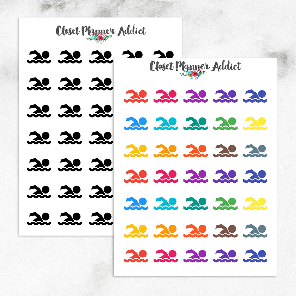 Swimming Icons Planner Stickers (I-022)