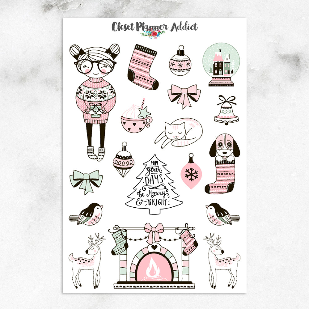 Pink Christmas Planner Stickers (MGB-NOV17) – Closet Planner Addict