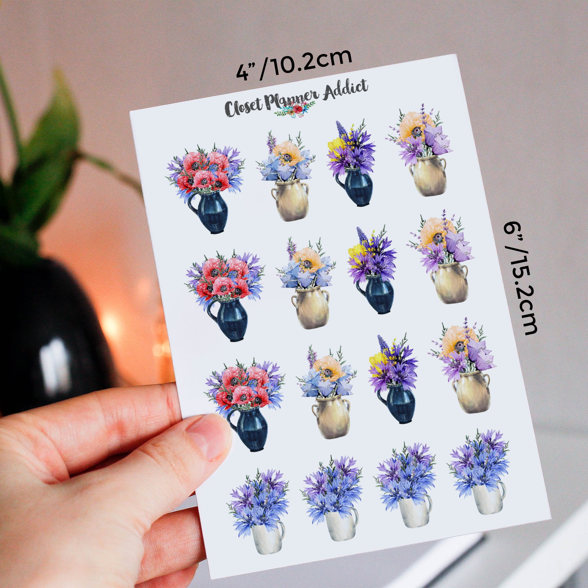 Flowers in Vases Planner Stickers (S-645)