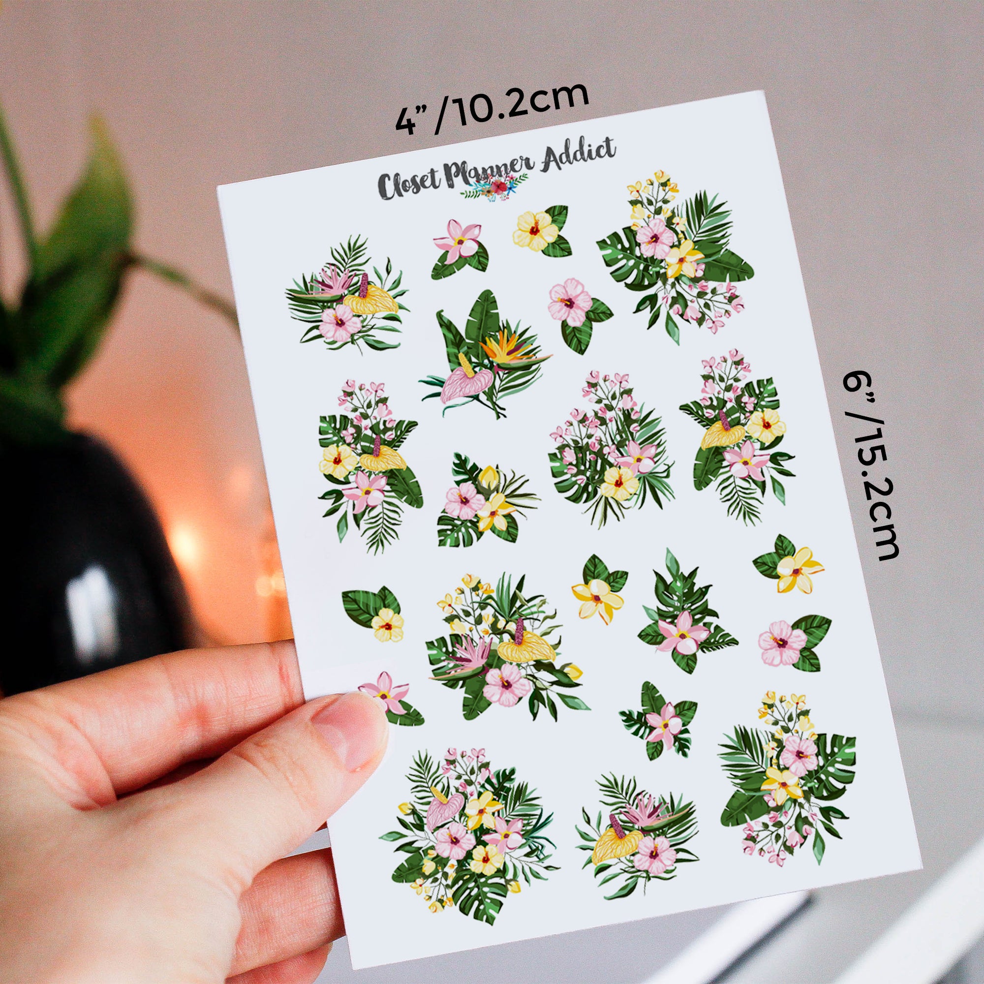 Watercolour Frangipani Floral Planner Stickers (S-663)