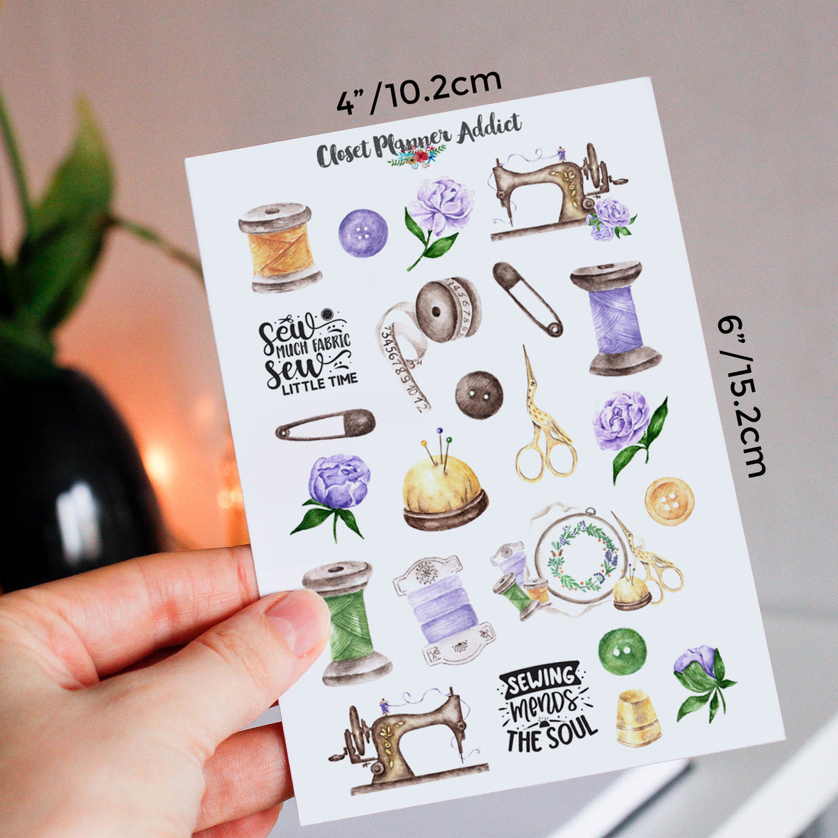 Sewing Machine Plug Sticker Watercolour Sewing Machines Planner Stickers | Sewing Tools Stickers ...