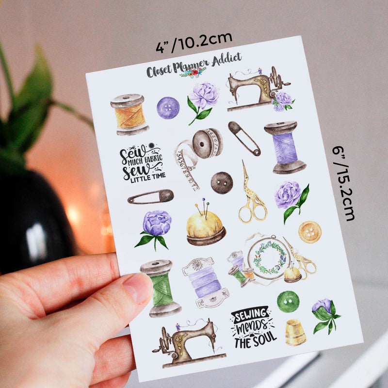 Watercolour Sewing Machines Planner Stickers | Sewing Tools Stickers (S-668)