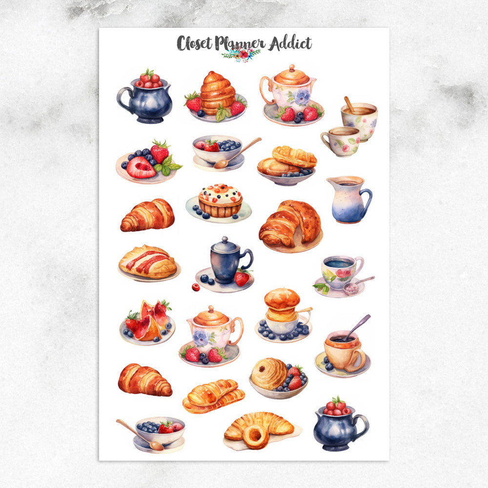 Pastries Planner Stickers by Closet Planner Addict | Croissant Stickers (S-673)