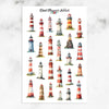 Watercolour Lighthouses Planner Stickers by Closet Planner Addict (S-677)