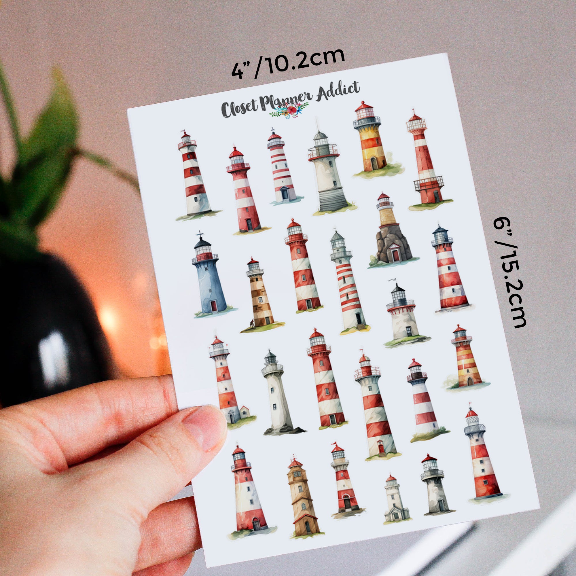 Watercolour Lighthouses Planner Stickers by Closet Planner Addict (S-677)