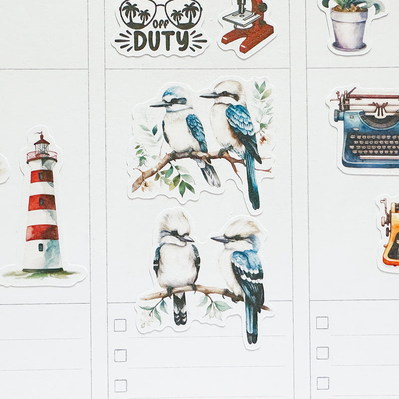 Watercolour Kookaburras Planner Stickers by Closet Planner Addict | Australian Birds (S-678)
