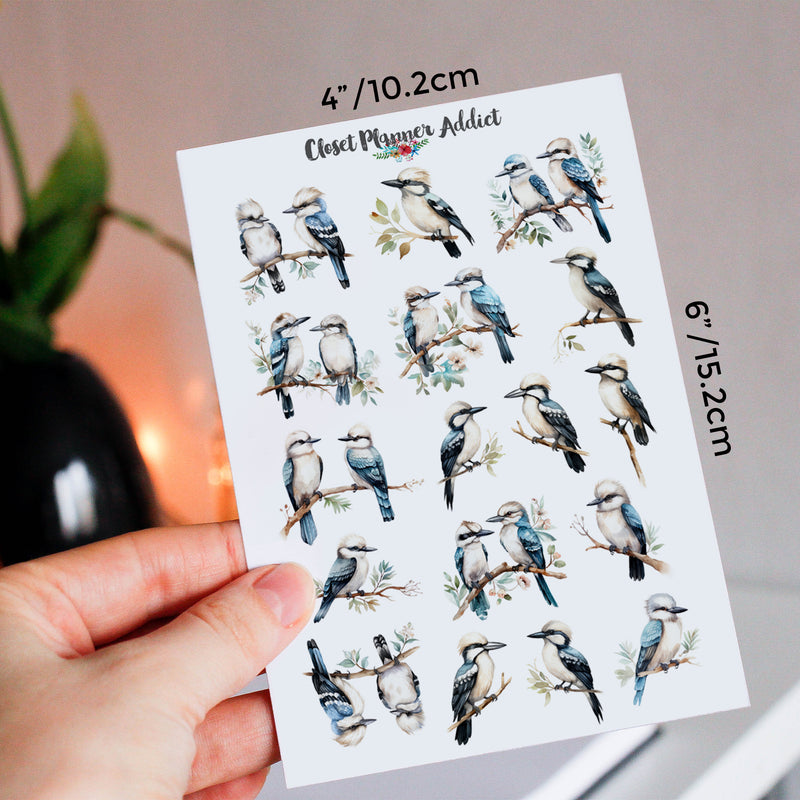 Watercolour Kookaburras Planner Stickers by Closet Planner Addict | Australian Birds (S-678)