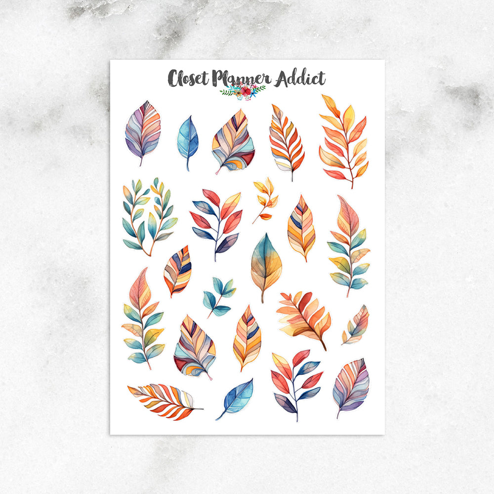 Colourful Leaves Planner Stickers by Closet Planner Addict (S-684)