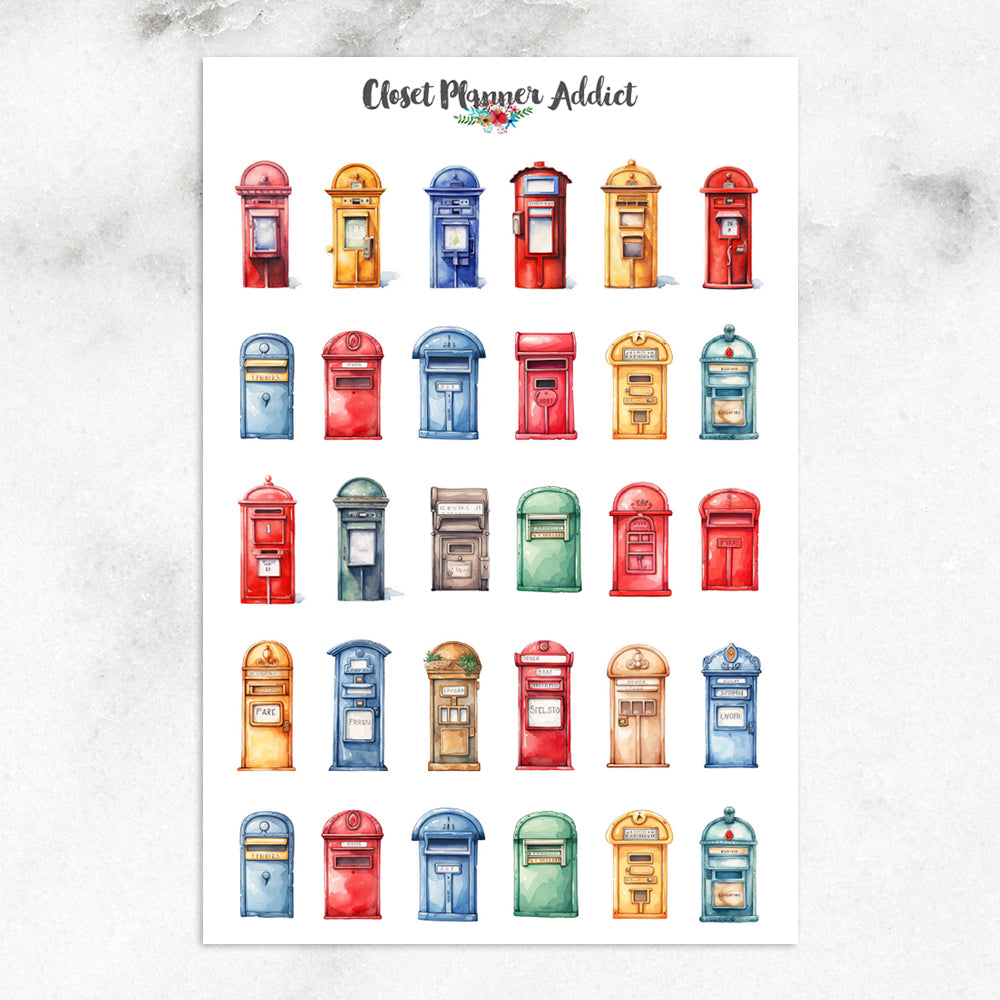 Colourful Mailboxes Planner Stickers (S-685) – Closet Planner Addict