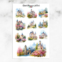 Watercolour Castles Planner Stickers by Closet Planner Addict (S-687)