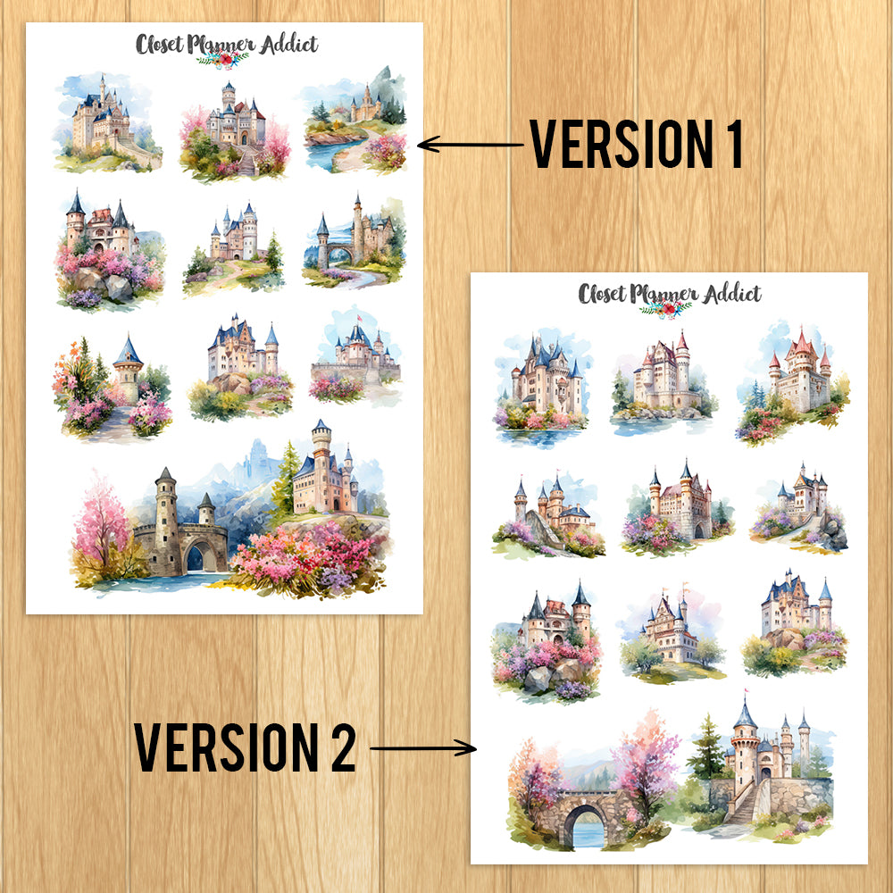Watercolour Castles Planner Stickers by Closet Planner Addict (S-687)