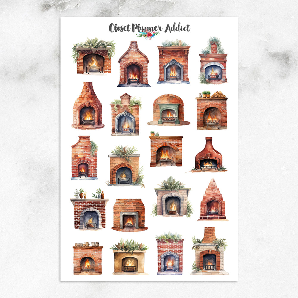 Watercolour Fireplaces Planner Stickers by Closet Planner Addict (S-688)