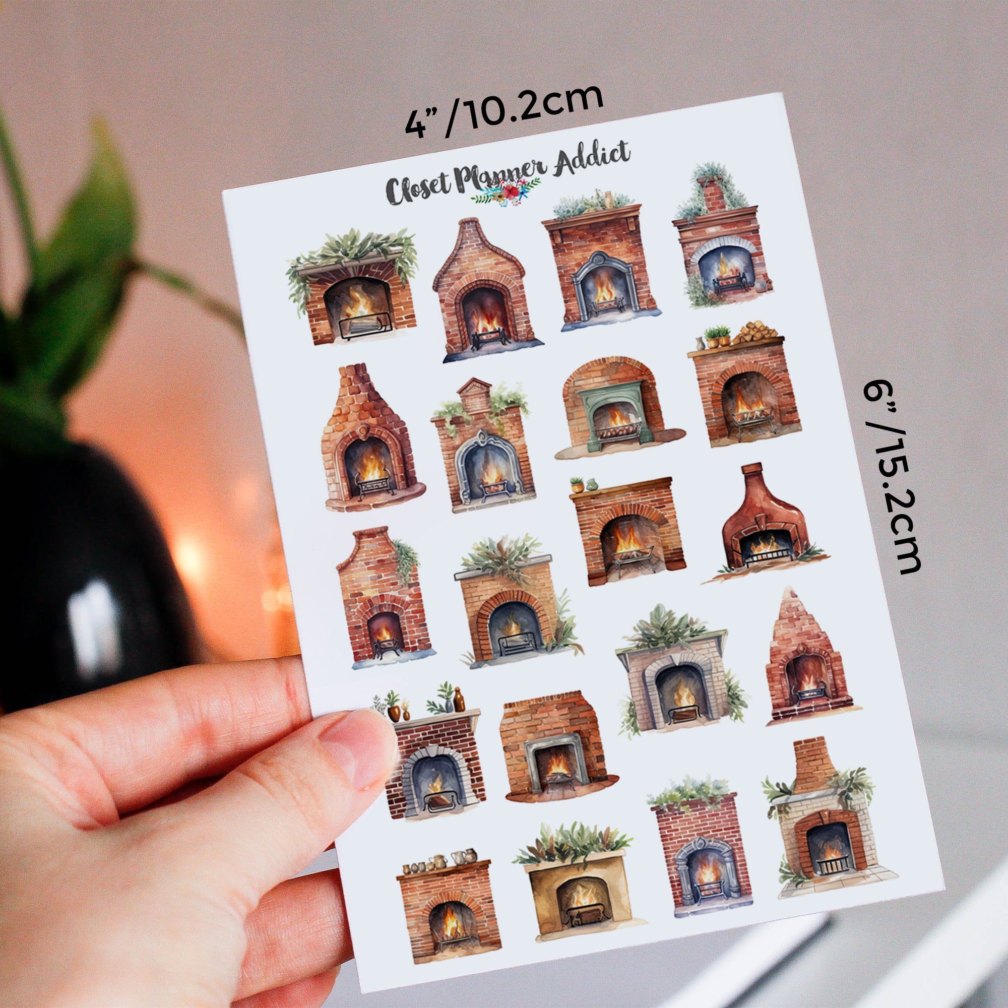 Watercolour Fireplaces Planner Stickers by Closet Planner Addict (S-688)