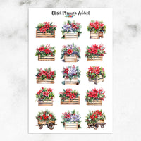 Watercolour Christmas Flowers in Wooden Crates Planner Stickers by Closet Planner Addict (S-693)