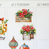 Watercolour Christmas Flowers in Wooden Crates Planner Stickers by Closet Planner Addict (S-693)