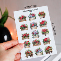 Watercolour Christmas Flowers in Wooden Crates Planner Stickers by Closet Planner Addict (S-693)