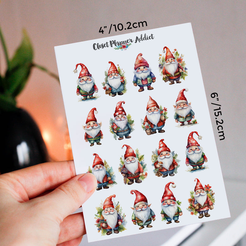 Watercolour Christmas Gnomes Planner Stickers by Closet Planner Addict (S-695)