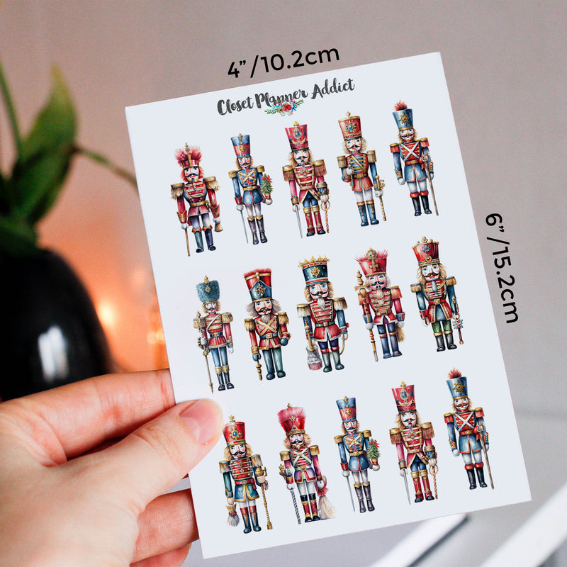 Watercolour Christmas Nutcrackers Planner Stickers by Closet Planner Addict (S-697)