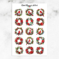 Christmas Florals and Finches Planner Stickers by Closet Planner Addict (S-699)