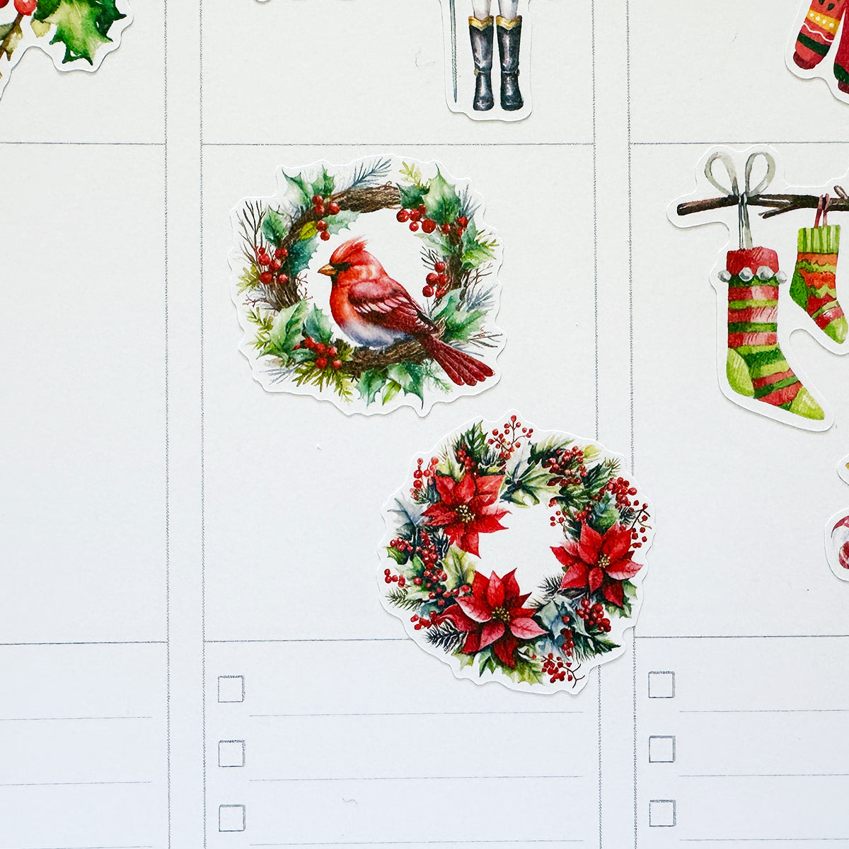Christmas Florals and Finches Planner Stickers by Closet Planner Addict (S-699)