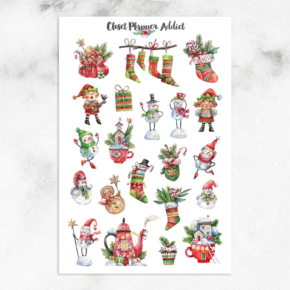 Cute Christmas Planner Stickers by Closet Planner Addict (S-700)
