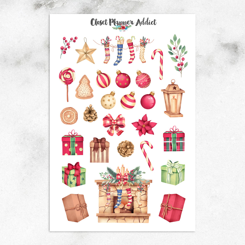 Watercolour Christmas Planner Stickers by Closet Planner Addict (S-701)