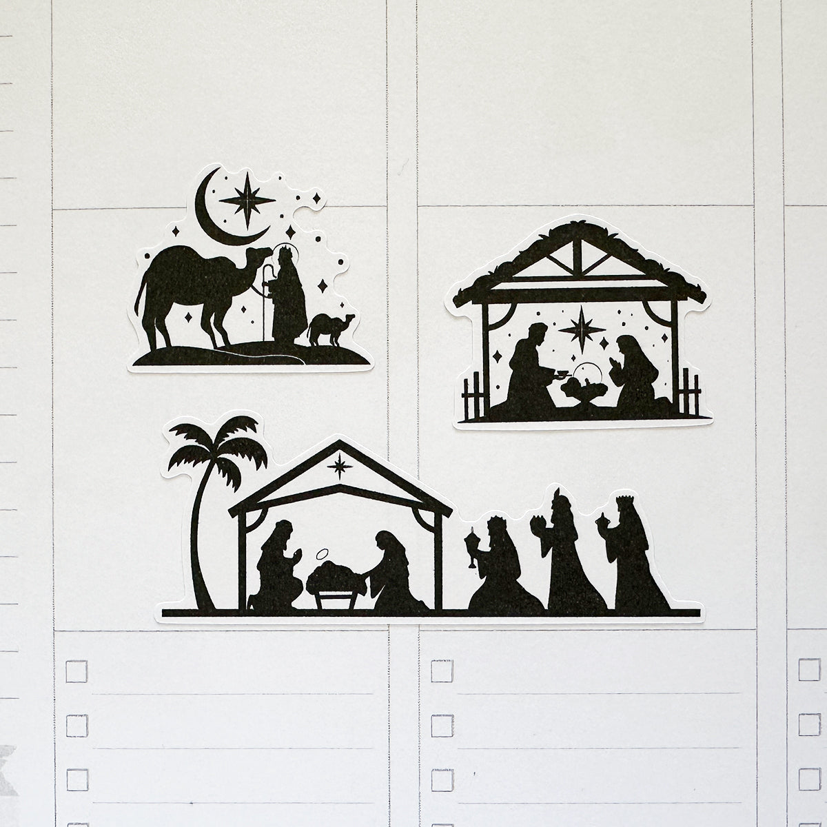 Christmas Nativity Scenes Silhouettes Planner Stickers by Closet Planner Addict (S-702)