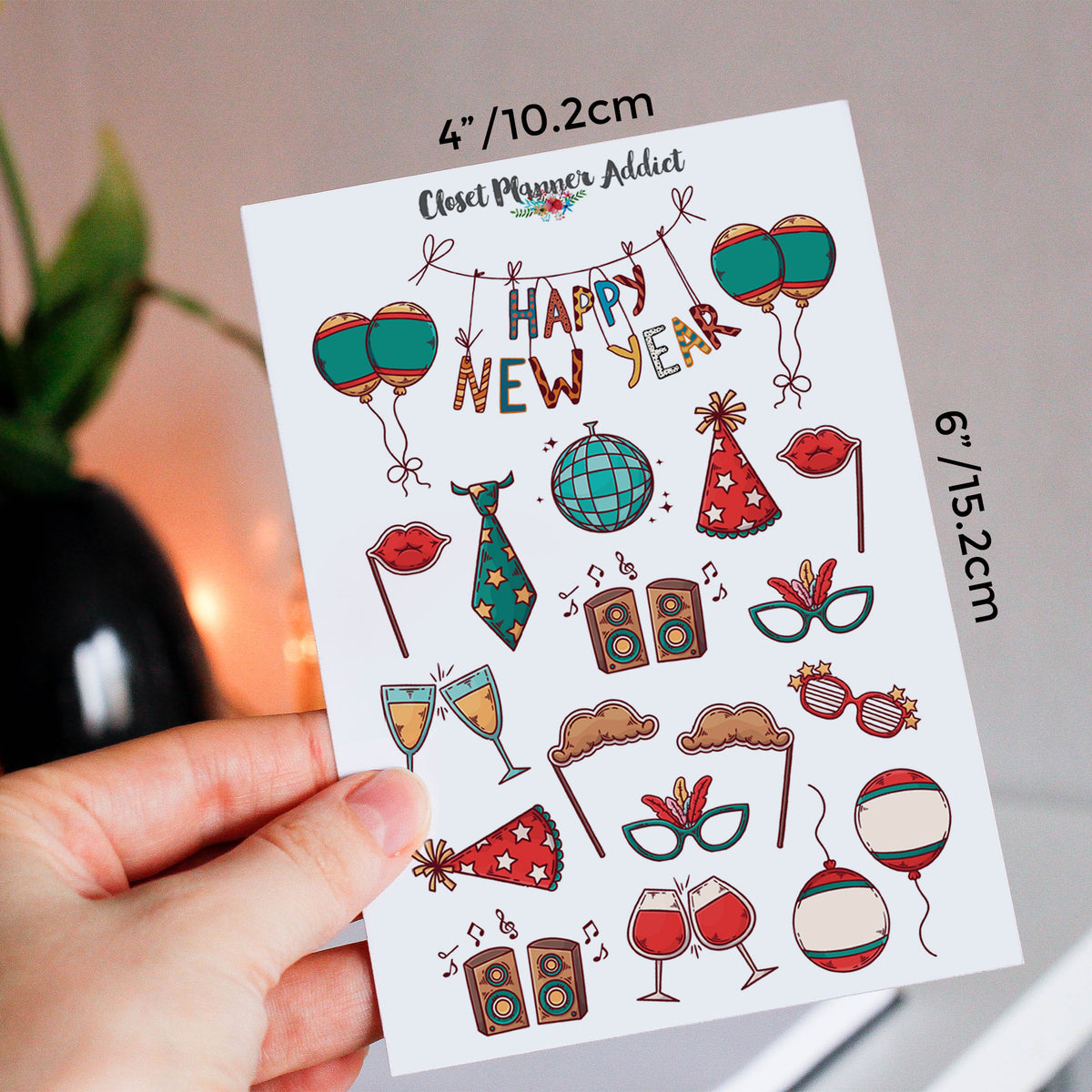 Happy New Year Planner Stickers (S-703) – Closet Planner Addict