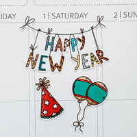 Happy New Year Planner Stickers by Closet Planner Addict (S-703)