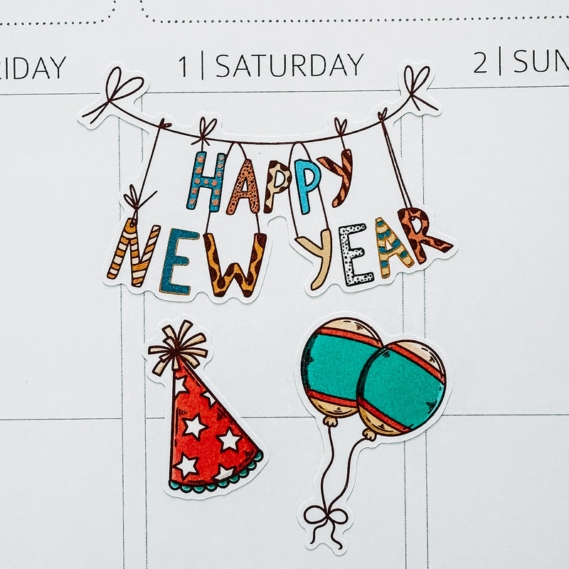 Happy New Year Planner Stickers by Closet Planner Addict (S-703)
