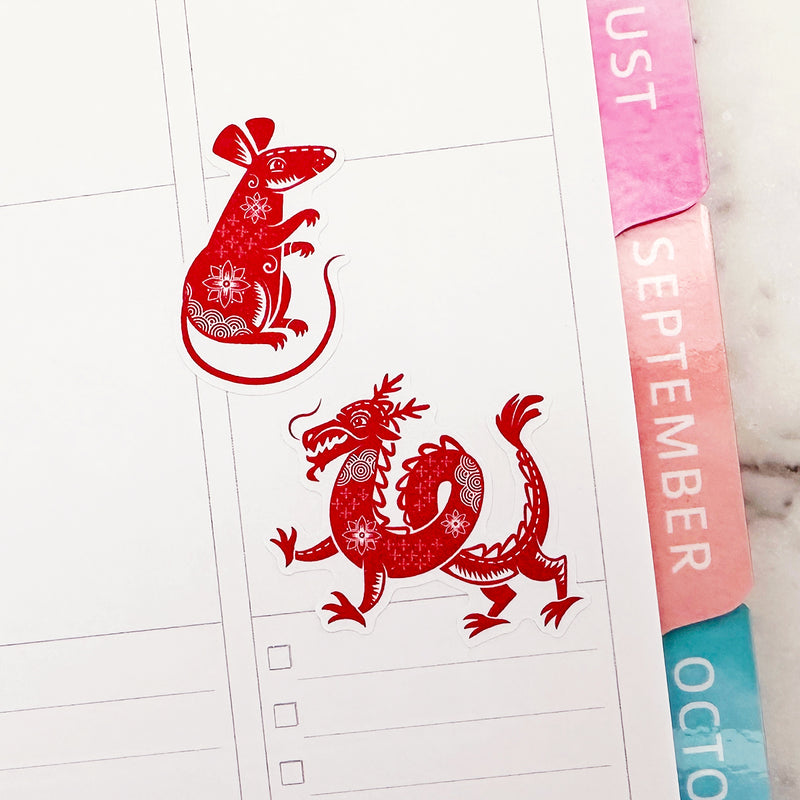 Chinese Zodiac Planner Stickers by Closet Planner Addict | Lunar New Year Stickers (S-705)