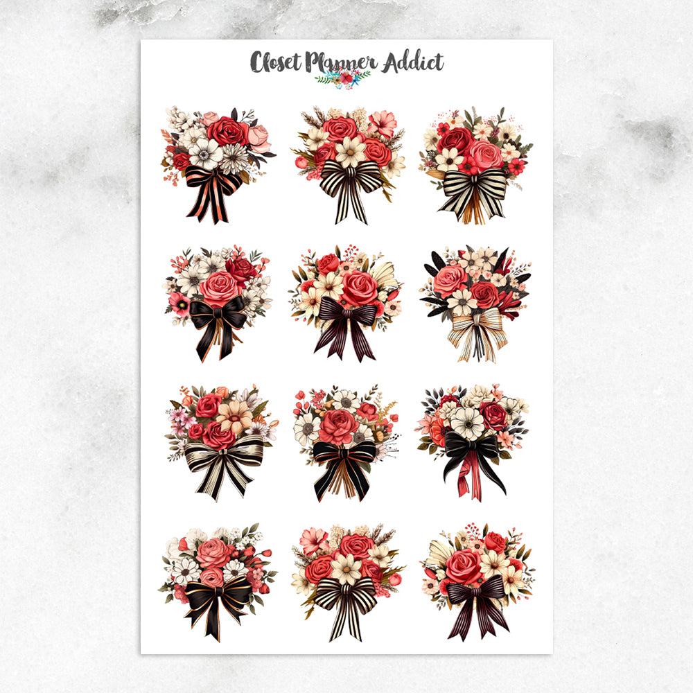 Pop Art Retro Floral Planner Stickers (S-719)