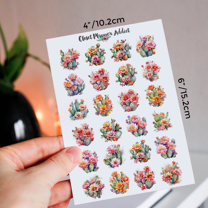 Watercolour Succulent Plants Planner Stickers (S-720)