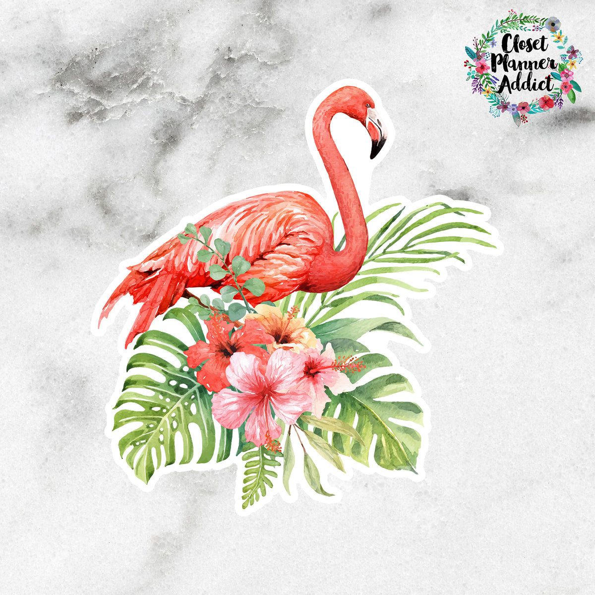 Tropical Flamingo Die Cut Sticker (DC-008)