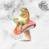 Frog on Mushroom Die Cut Sticker (DC-009)