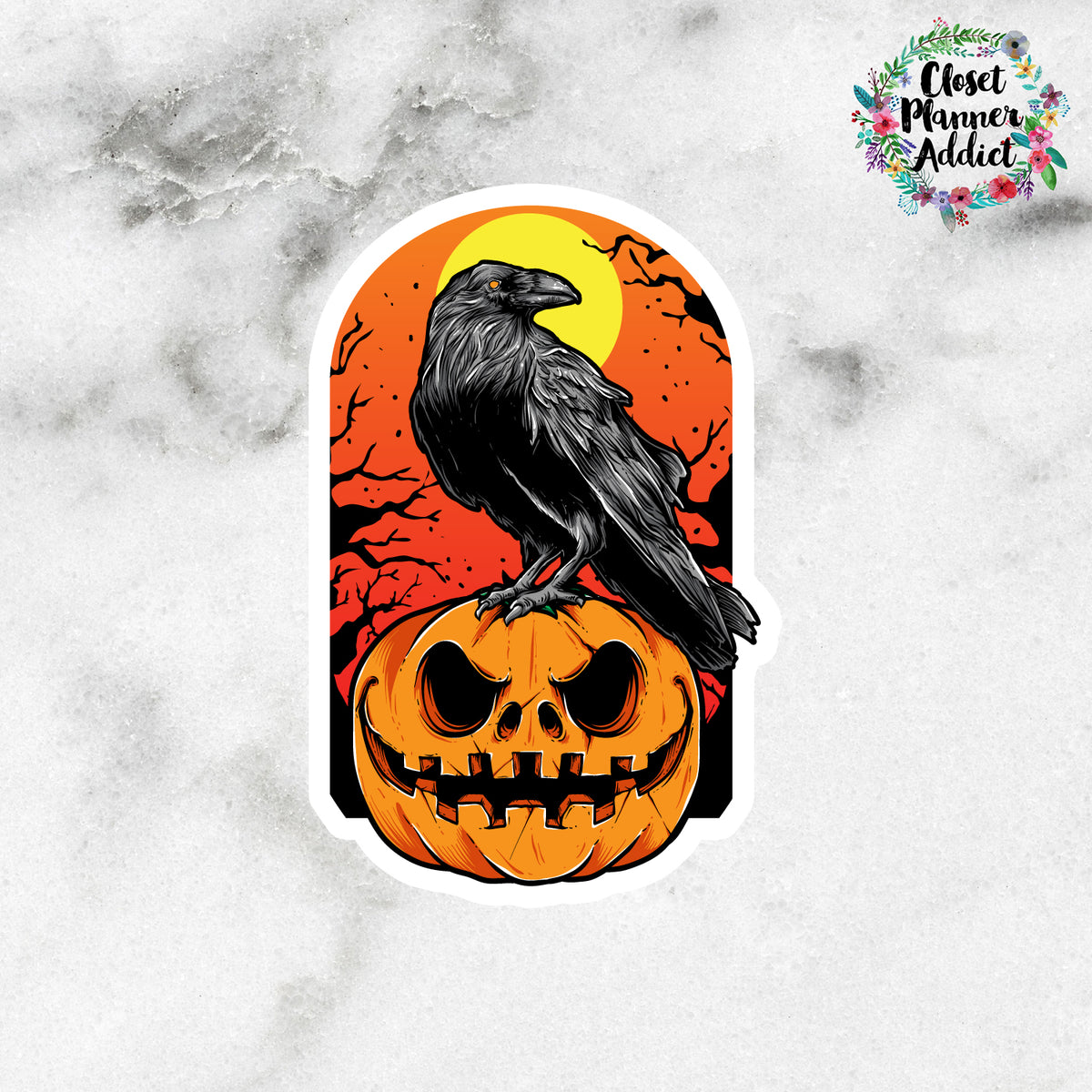 Halloween Crow Die Cut Sticker (DC-023)