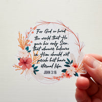 Christian Scripture Floral Die Cut Sticker by Closet Planner Addict  (DC-033)