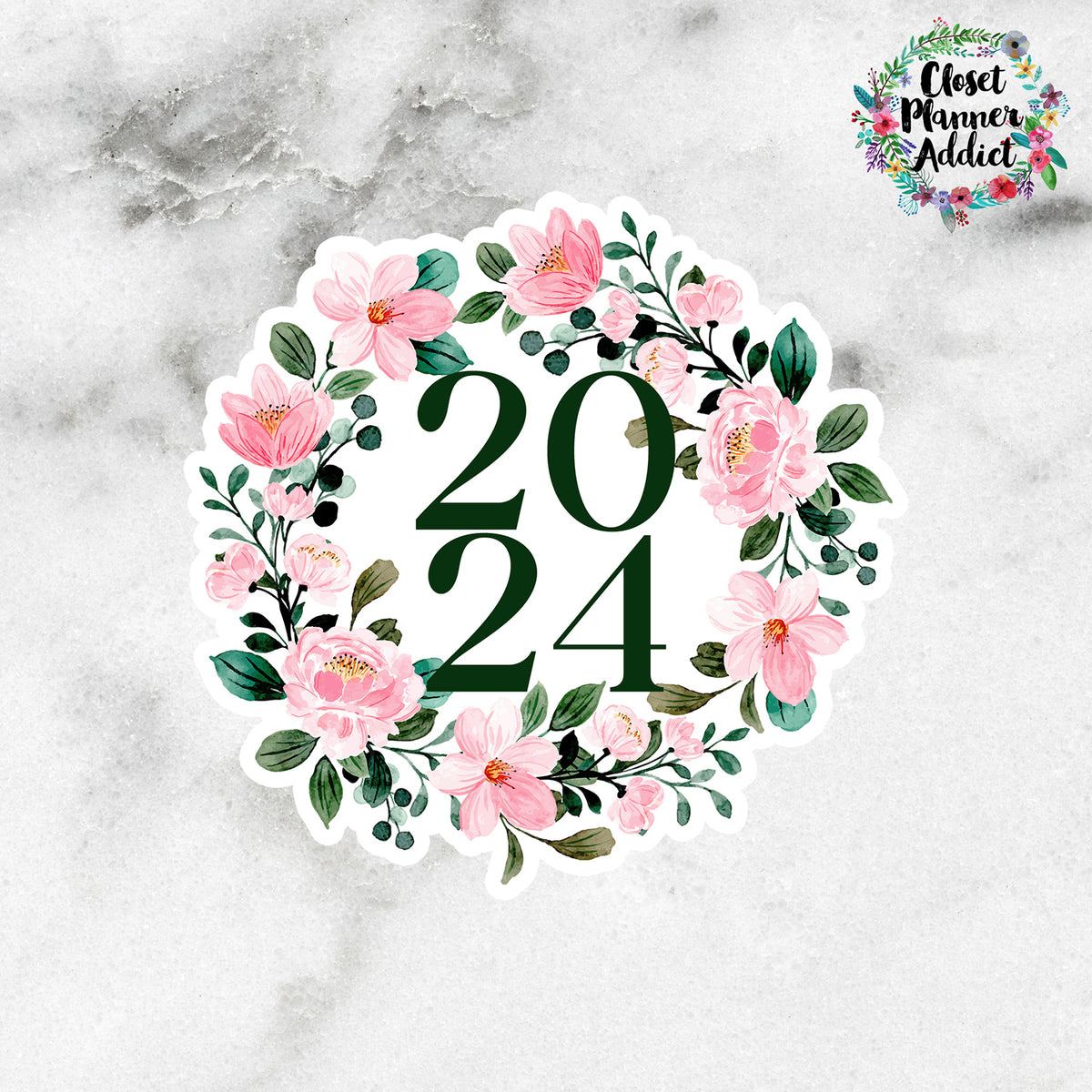 2024 Die Cut Sticker by Closet Planner Addict | Pink Green Florals (DC-040)
