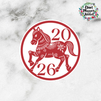 Chinese New Year Die Cut Sticker | Lunar Year of the Horse 2026 Die Cut Sticker (DC-057)