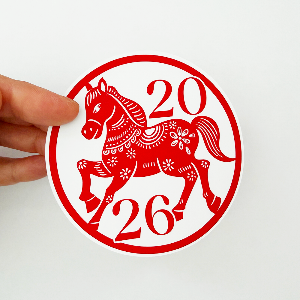 Chinese New Year Die Cut Sticker | Lunar Year of the Horse 2026 Die Cut Sticker (DC-057)