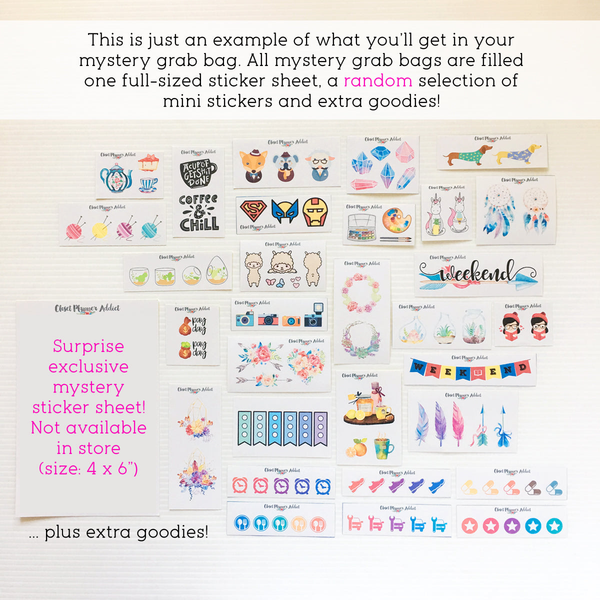 Example Content of Closet Planner Addict Mystery Grab Bags