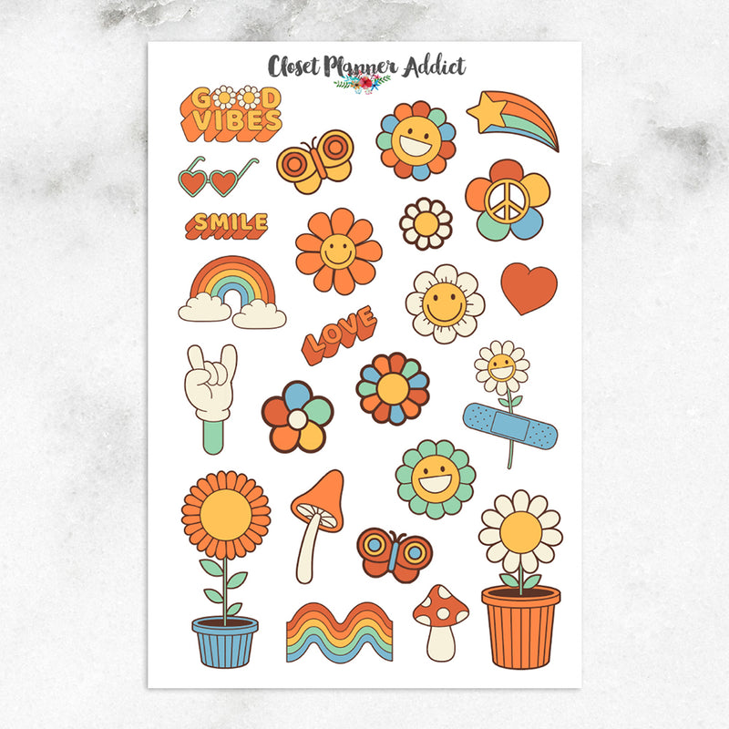 Stay Groovy 70s Retro Planner Stickers by Closet Planner Addict (MGB-FEB2023)