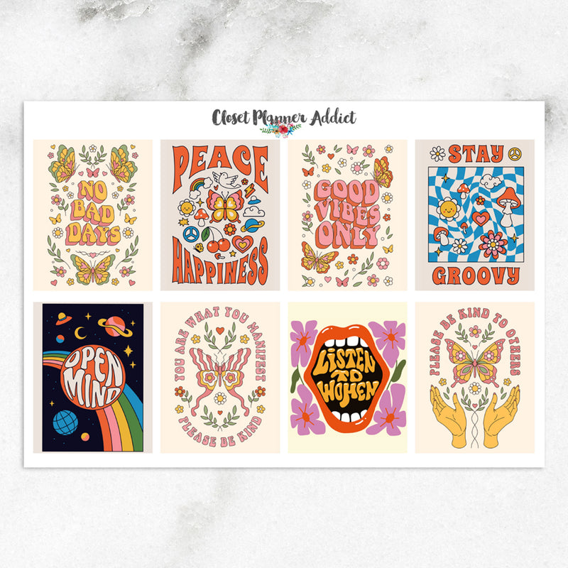 Stay Groovy 70s Retro Planner Stickers by Closet Planner Addict (MGB-FEB2023)