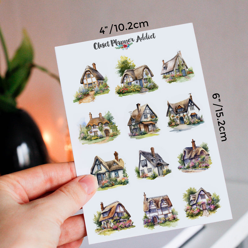 Watercolour English Cottages Planner Stickers (MGB-JUL2023)