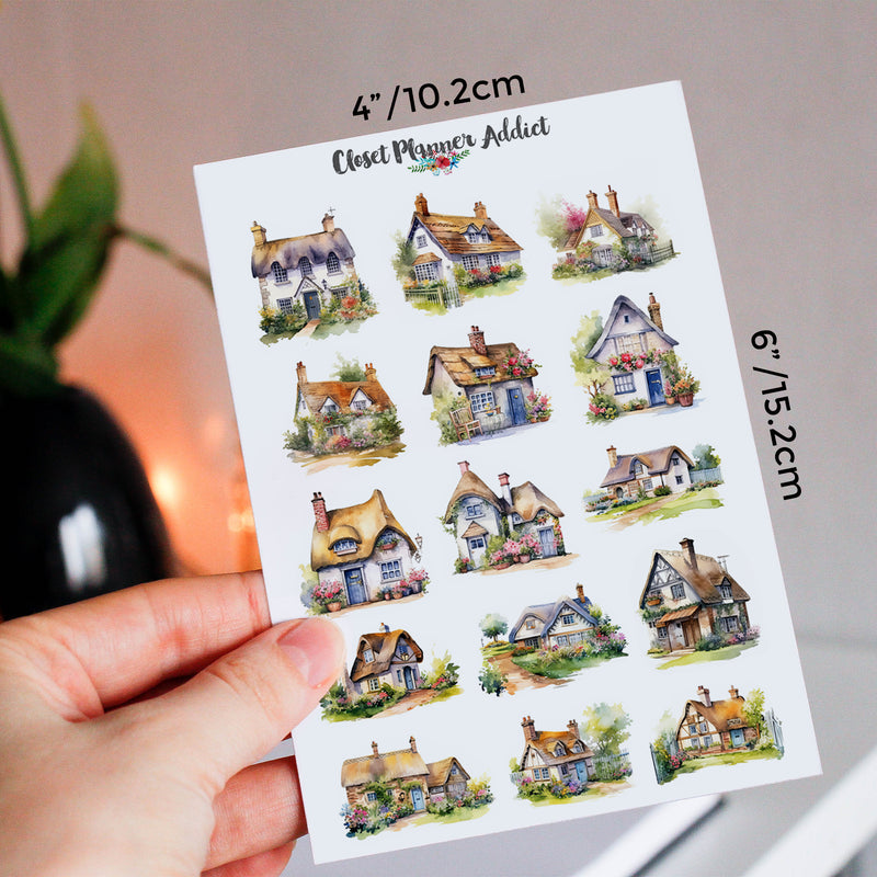 Watercolour English Cottages Planner Stickers (MGB-JUL2023)
