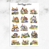 Watercolour English Cottages Planner Stickers (MGB-JUL2023)